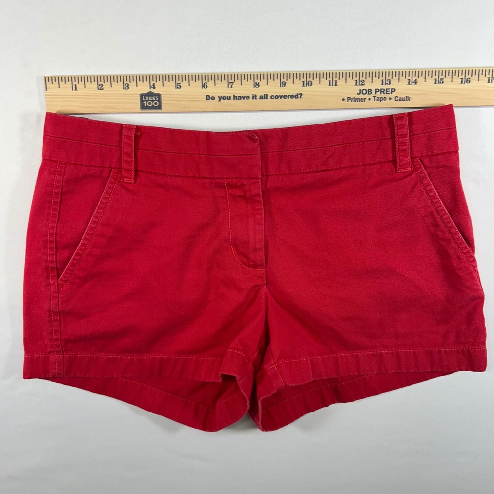 J.Crew Womens Red Chino Shorts Size 4 Cotton Twill Casual Summer Preppy Classic - Picture 3 of 8